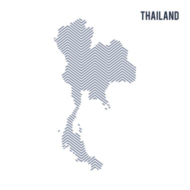 Beyaz bir arka plan üzerinde izole Tayland vektör soyut taranmış Haritası.