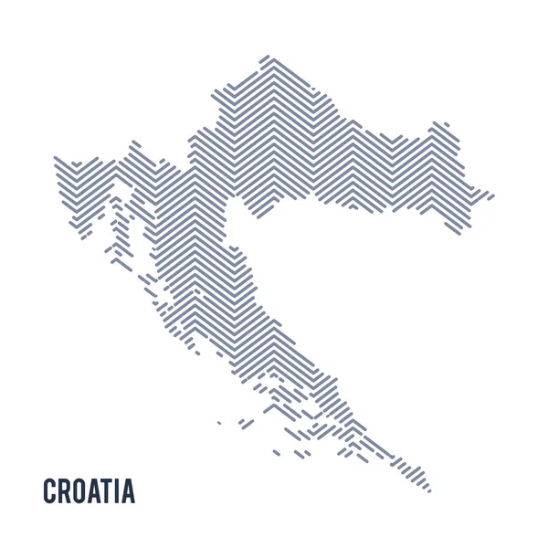Vetor mapa eclodido abstrato de Croácia isolado em um fundo branco . —  Vetores de Stock