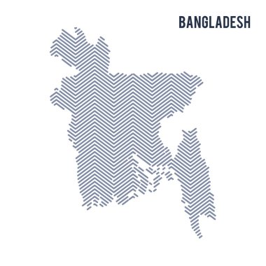 Beyaz bir arka plan üzerinde izole Bangladeş vektör soyut taranmış Haritası.
