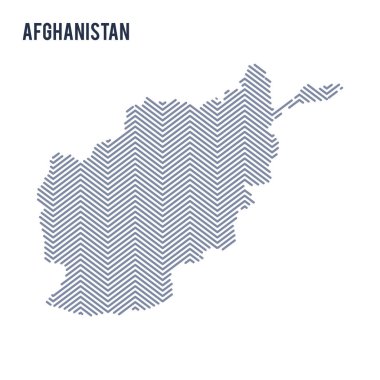 Beyaz bir arka plan üzerinde izole Afganistan vektör soyut taranmış Haritası.