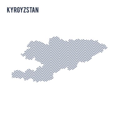 Beyaz bir arka plan üzerinde izole Kırgızistan vektör soyut taranmış Haritası.
