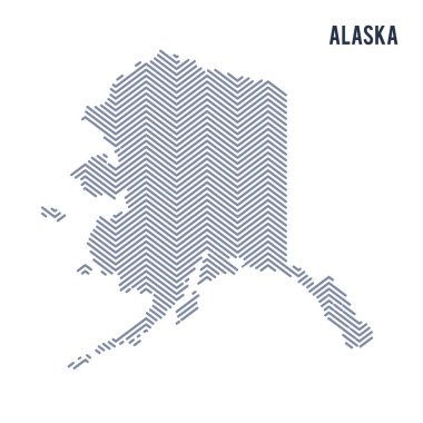 Beyaz bir arka plan üzerinde izole Alaska devlet vektör soyut taranmış Haritası.