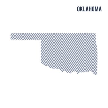 Beyaz bir arka plan üzerinde izole Oklahoma devlet vektör soyut taranmış Haritası.