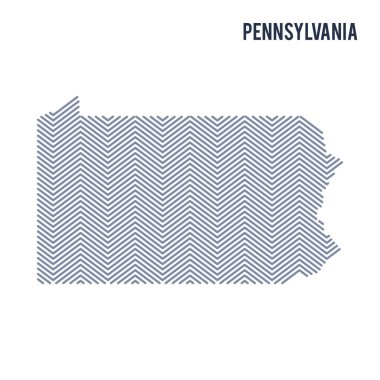 Beyaz bir arka plan üzerinde izole Pennsylvania Eyalet vektör soyut taranmış Haritası.