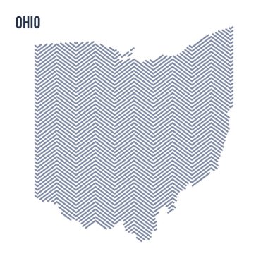 Beyaz bir arka plan üzerinde izole Ohio devlet vektör soyut taranmış Haritası.