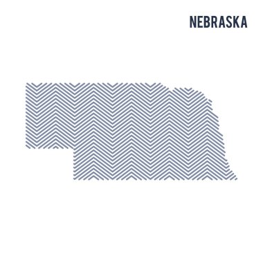 Beyaz bir arka plan üzerinde izole Nebraska Eyalet vektör soyut taranmış Haritası.