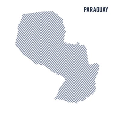 Beyaz bir arka plan üzerinde izole Paraguay vektör soyut taranmış Haritası.