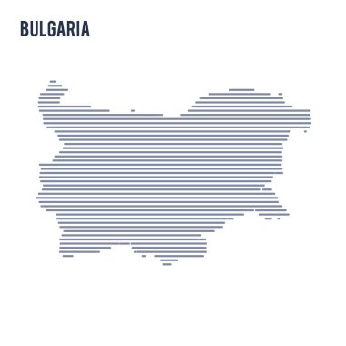 Vektör soyut taranmış Bulgaristan Haritası üzerinde beyaz bir arka plan izole hatları ile.