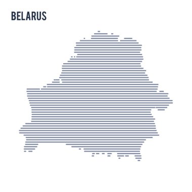 Vektör soyut taranmış Beyaz Rusya Haritası üzerinde beyaz bir arka plan izole hatları ile.