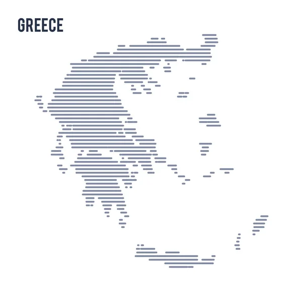 Vector abstract hatched map of Greece with lines isolated on a white background. — Stock Vector