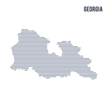 Vektör soyut taranmış Gürcistan Haritası üzerinde beyaz bir arka plan izole hatları ile.