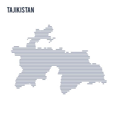 Vektör soyut taranmış Tacikistan Haritası üzerinde beyaz bir arka plan izole hatları ile.