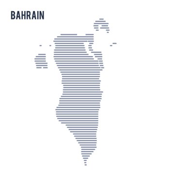 Vektör soyut taranmış Bahreyn Haritası üzerinde beyaz bir arka plan izole hatları ile.