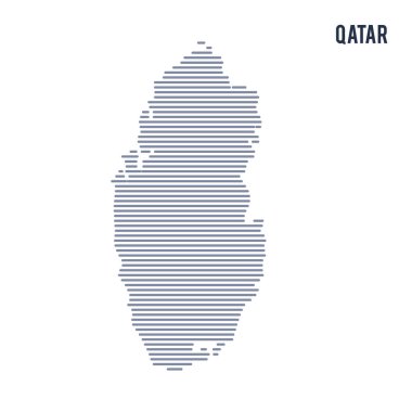 Vektör soyut taranmış Katar Haritası üzerinde beyaz bir arka plan izole hatları ile.