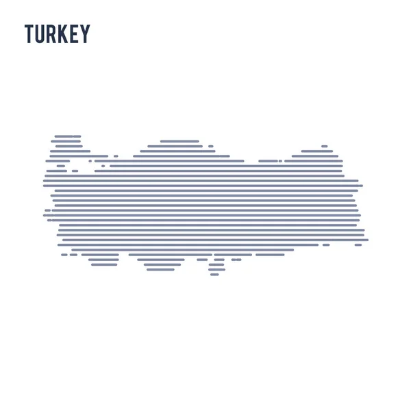 Vektör soyut taranmış harita Türkiye'nin beyaz bir arka plan üzerinde izole hatları ile. — Stok Vektör