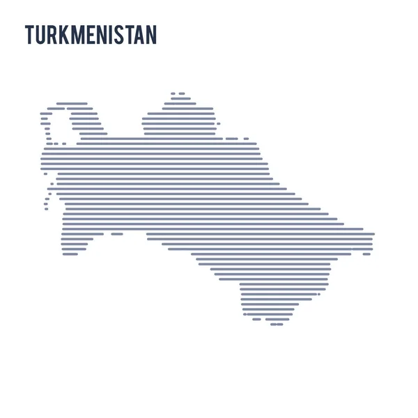 Vektör soyut taranmış Haritası Türkmenistan çizgili beyaz bir arka plan üzerinde izole. — Stok Vektör