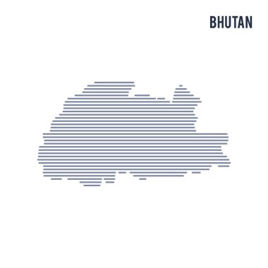 Vektör soyut taranmış Bhutan Haritası üzerinde beyaz bir arka plan izole hatları ile.