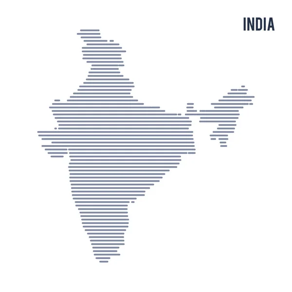 矢量抽象孵出的地图的印度与孤立在白色背景上的线. — 图库矢量图片