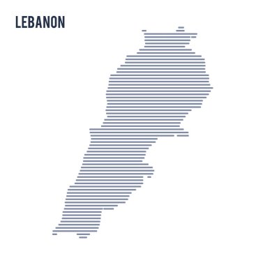 Vektör soyut taranmış Lübnan Haritası üzerinde beyaz bir arka plan izole hatları ile.