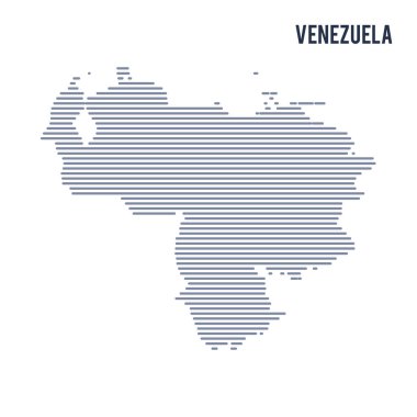 Vektör soyut taranmış harita Venezuela çizgili beyaz bir arka plan üzerinde izole.