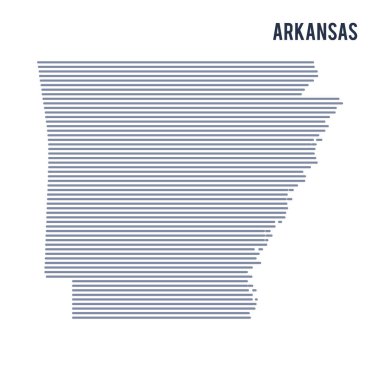 Vektör soyut taranmış Haritası Arkansas eyaleti çizgili beyaz bir arka plan üzerinde izole.