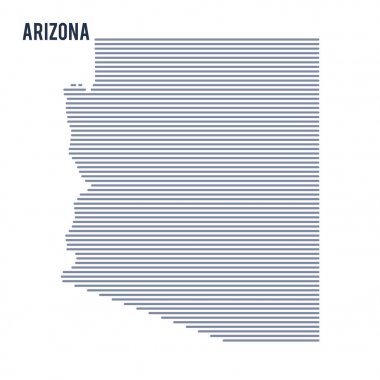 Vektör soyut taranmış Haritası Arizona devlet çizgili beyaz bir arka plan üzerinde izole.
