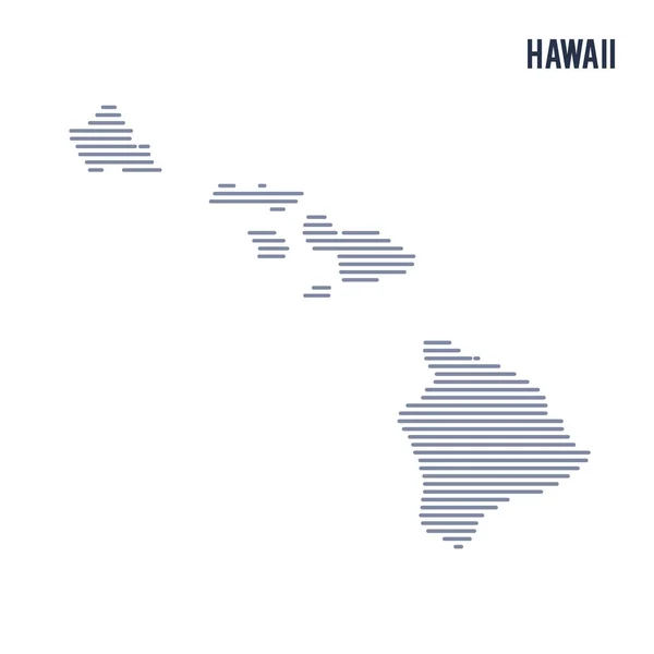 Carta tratteggiata astratta vettoriale dello Stato delle Hawaii con linee isolate su sfondo bianco . — Vettoriale Stock