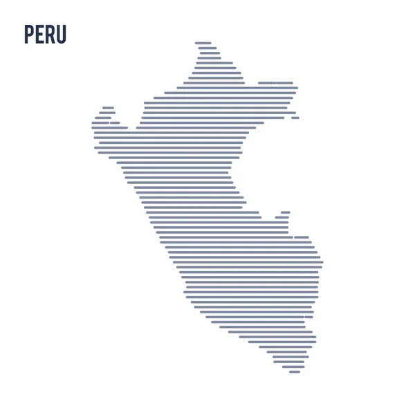Vector abstract hatched map of Peru with lines isolated on a white background. — Stock Vector