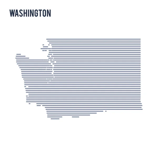 Wektor streszczenie wyklutych mapę stanu Waszyngton z linie na białym tle na białym tle. — Wektor stockowy