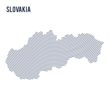 Vektör soyut taranmış Slovakya Haritası ile beyaz bir arka plan üzerinde izole eğri çizgiler.