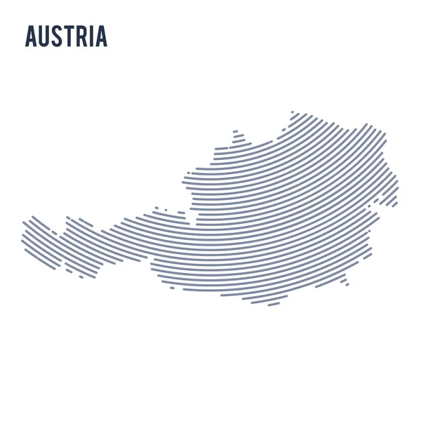 Αφηρημένη εκκολαφθεί χάρτη φορέα της Αυστρίας με γραμμές καμπύλη που απομονώνονται σε λευκό φόντο. — Διανυσματικό Αρχείο