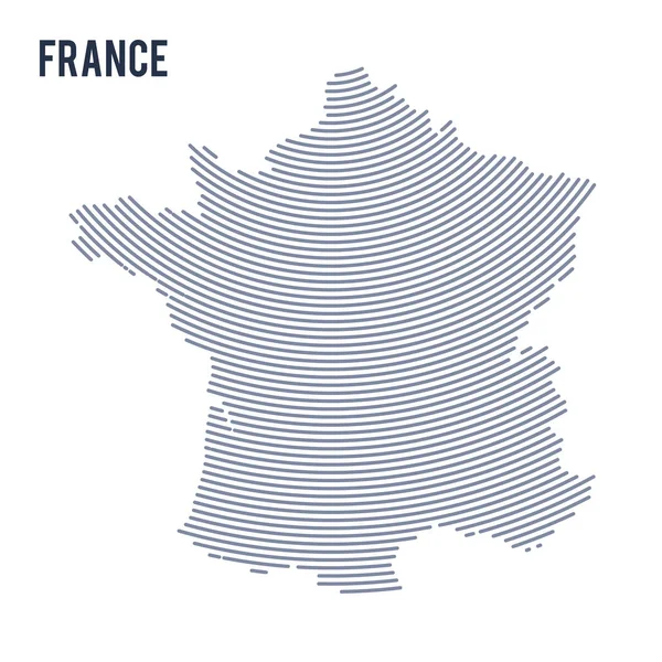 Wektor streszczenie wyklutych mapę Francji z krzywa linie na białym tle na białym tle. — Wektor stockowy