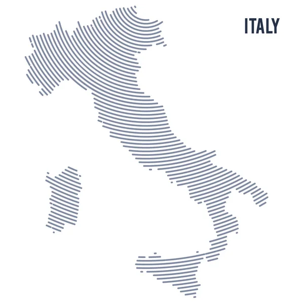 Vector abstracto eclosionada mapa de Italia con líneas curvas aisladas sobre un fondo blanco . — Vector de stock