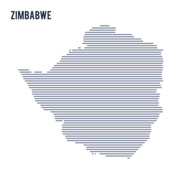 Vektör soyut taranmış Zimbabve Haritası üzerinde beyaz bir arka plan izole hatları ile.