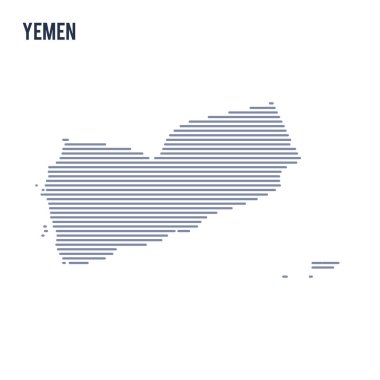 Vektör soyut taranmış Haritası Yemen çizgili beyaz bir arka plan üzerinde izole.