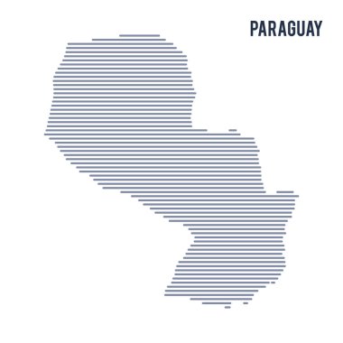 Vektör soyut taranmış Paraguay haritası üzerinde beyaz bir arka plan izole hatları ile.