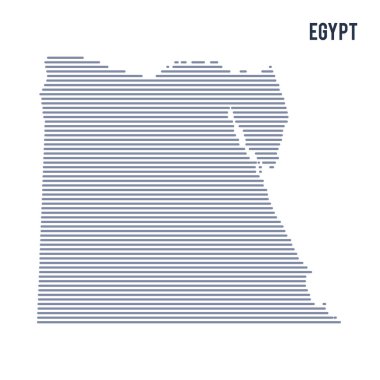 Vektör soyut taranmış Mısır Haritası üzerinde beyaz bir arka plan izole hatları ile.