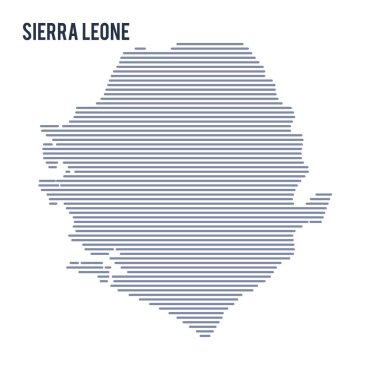 Vektör soyut taranmış Sierra Leone Haritası üzerinde beyaz bir arka plan izole hatları ile.
