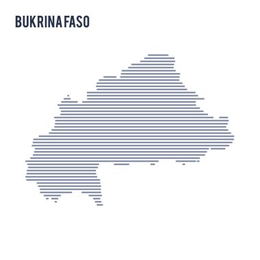 Vektör soyut taranmış Bukina Faso Haritası üzerinde beyaz bir arka plan izole hatları ile.