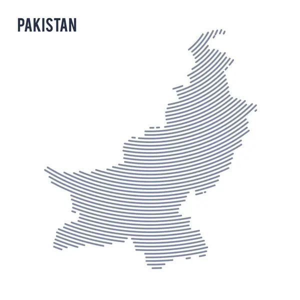 Vector abstrakt kläckta karta över Pakistan med kurvan linjer isolerad på en vit bakgrund. — Stock vektor