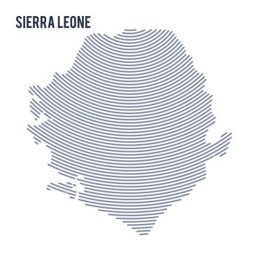 Vektör soyut taranmış Sierra Leone Haritası ile beyaz bir arka plan üzerinde izole eğri çizgiler.