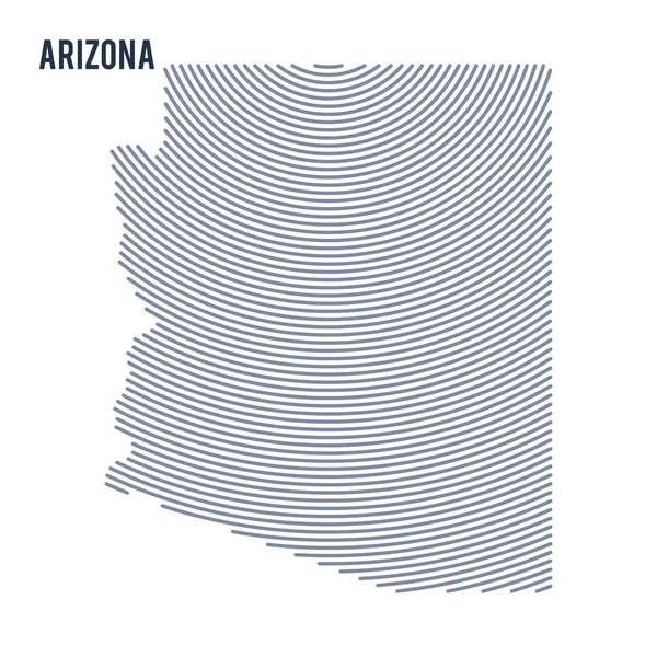 Vector abstracto eclosionado mapa del estado de Arizona con líneas de curva aisladas sobre un fondo blanco . — Vector de stock