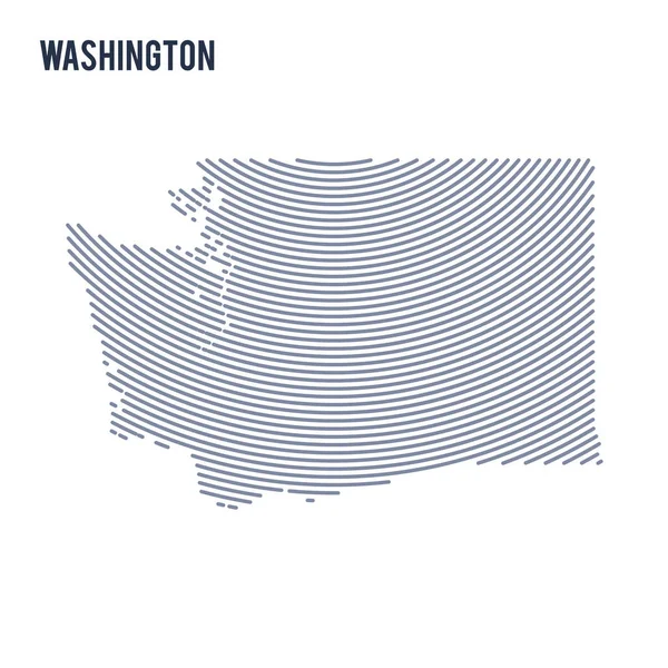 Vector abstracto eclosionado mapa del estado de Washington con líneas de curva aisladas sobre un fondo blanco . — Vector de stock