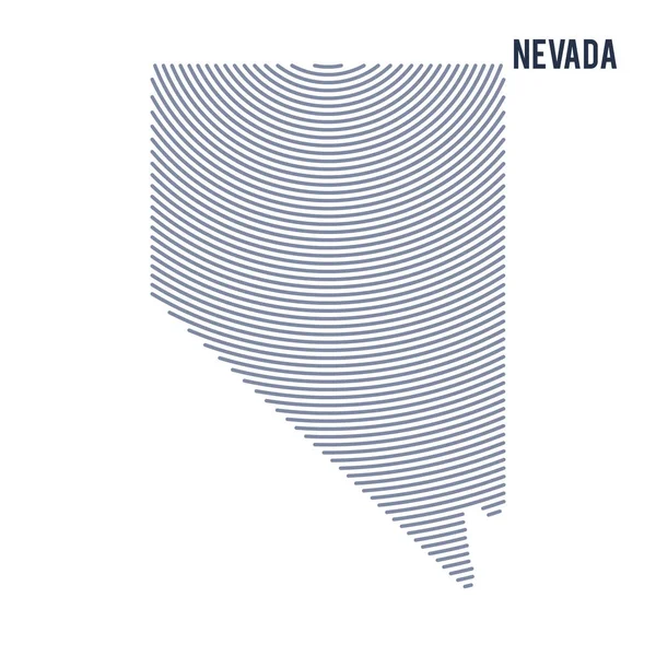 Vector abstracto eclosionado mapa del estado de Nevada con líneas de curva aisladas sobre un fondo blanco . — Vector de stock