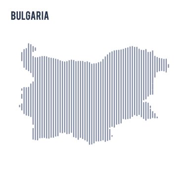 Vektör soyut taranmış Bulgaristan Haritası üzerinde beyaz bir arka plan izole dikey çizgiler ile.