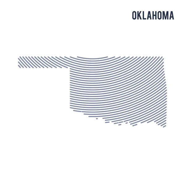 Vektör soyut taranmış Haritası Oklahoma eyalet eğrisi çizgili beyaz bir arka plan üzerinde izole.