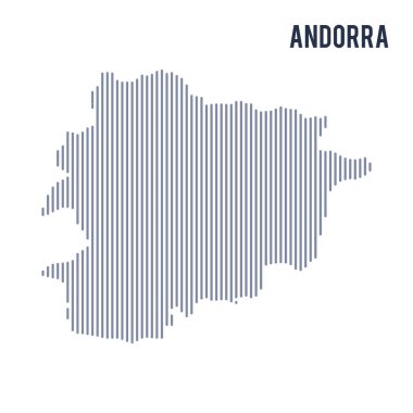 Vektör soyut taranmış Andorra Haritası üzerinde beyaz bir arka plan izole dikey çizgiler ile.