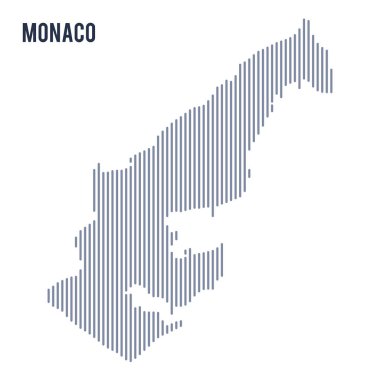 Vektör soyut taranmış Monako Haritası üzerinde beyaz bir arka plan izole dikey çizgiler ile.
