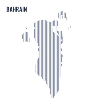 Vektör soyut taranmış Bahreyn Haritası üzerinde beyaz bir arka plan izole dikey çizgiler ile.