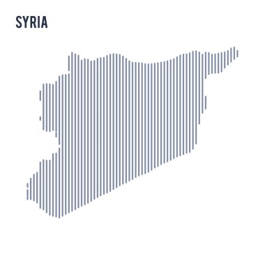 Vektör soyut taranmış Suriye Haritası üzerinde beyaz bir arka plan izole dikey çizgiler ile.